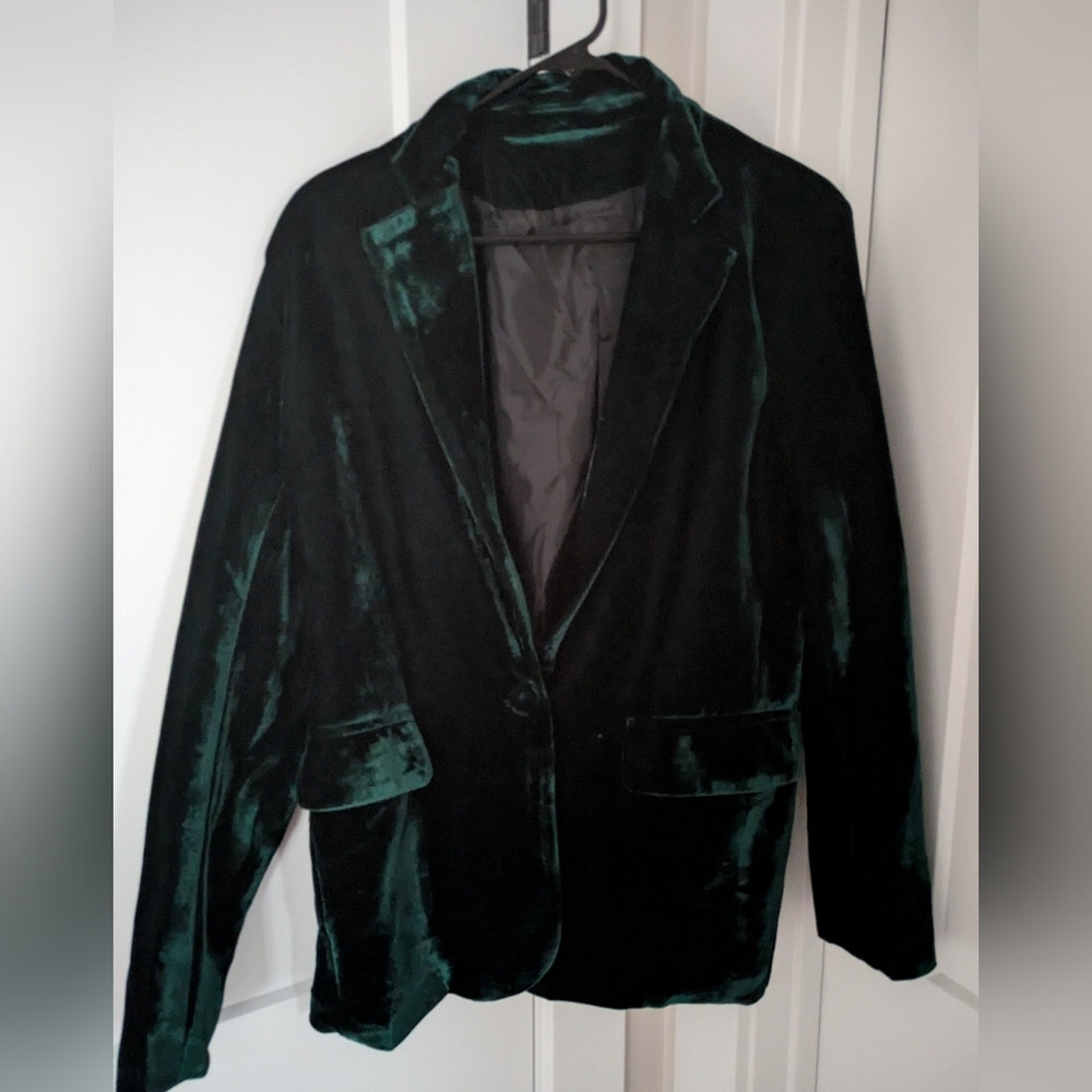 Dark Green Velvet Blazer